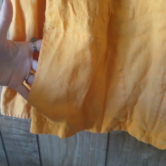100% Linen Jacket Susan Bristol Button Up Orange Womens size Medium - Picture 5 of 9